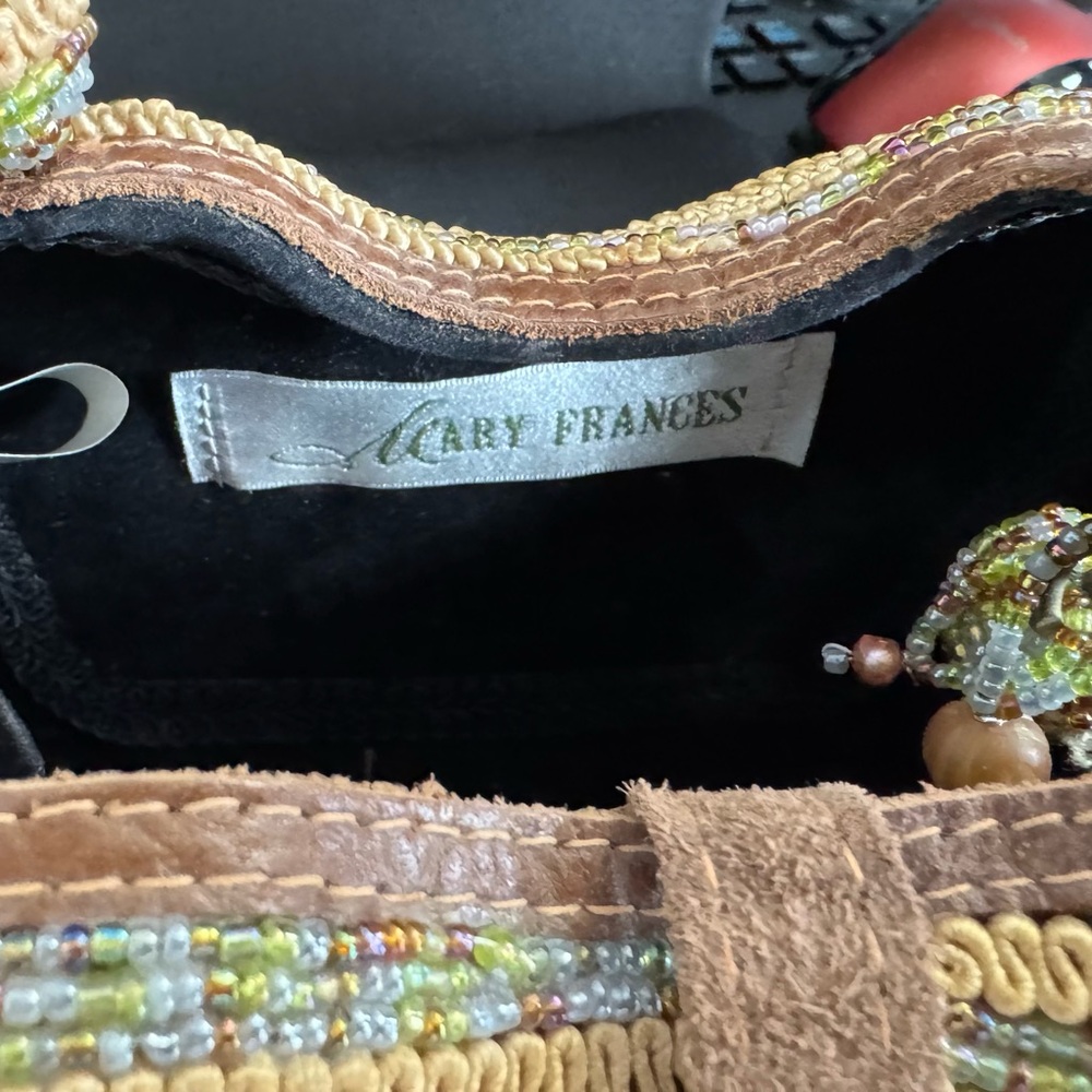 Vintage Mary Frances Floral Shoulder Handbag with Beaded Gold/Brown/Vrs Accents - Picture 13 of 14